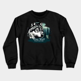 Gray Wolf - WILD NATURE - WOLF -3 Crewneck Sweatshirt